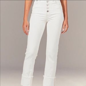 NWT abercrombie high rise straight white jeans